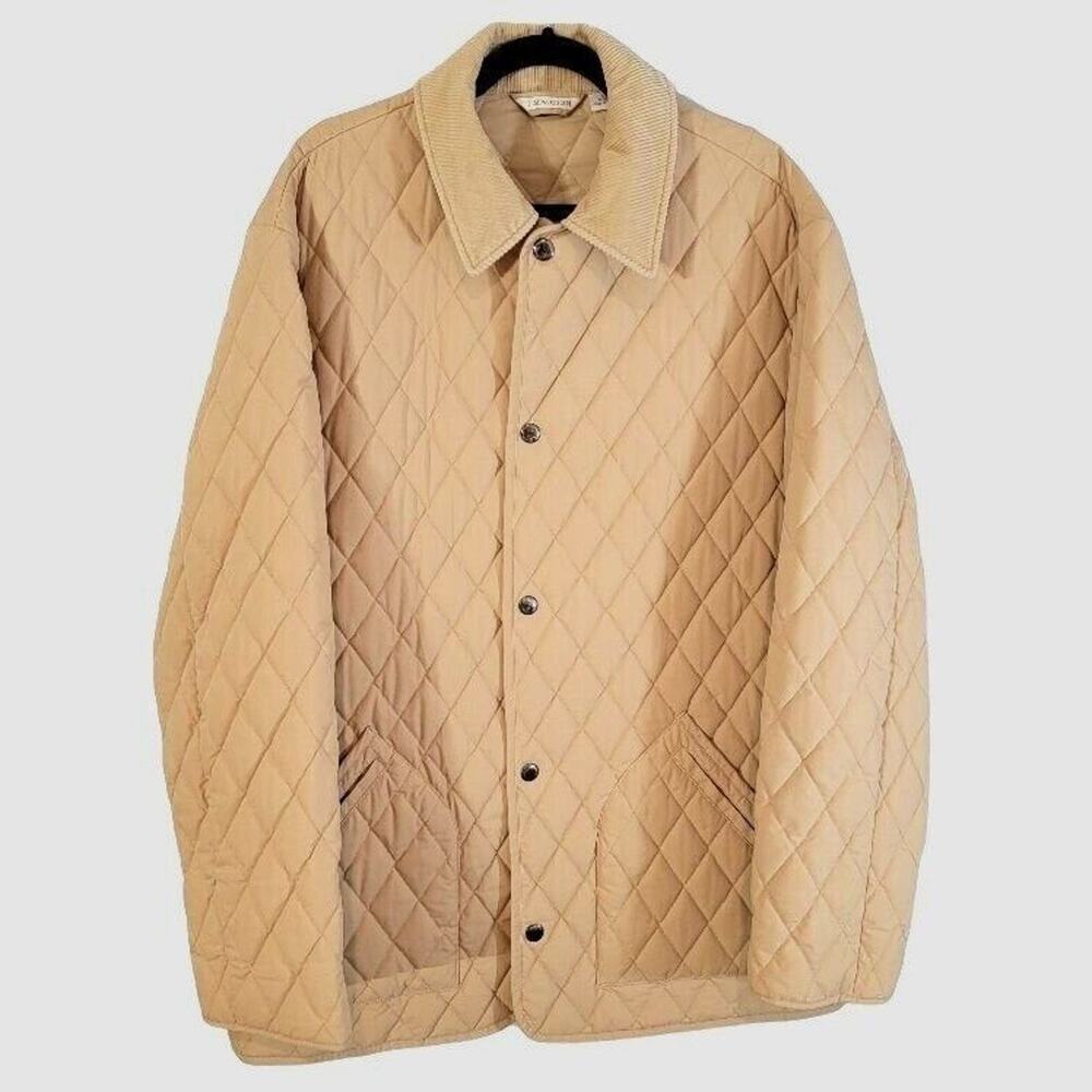 One Madison Chore Jacket Tan Women's Quilted Sz Large‎ Light Puffer Pockets
